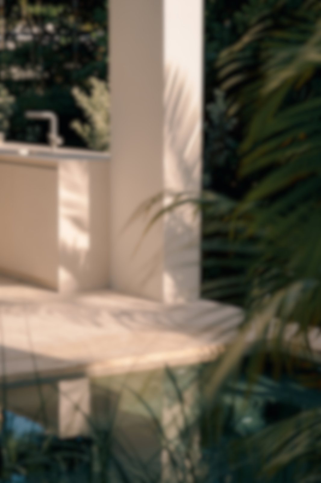 Shaded courtyard with arched openings